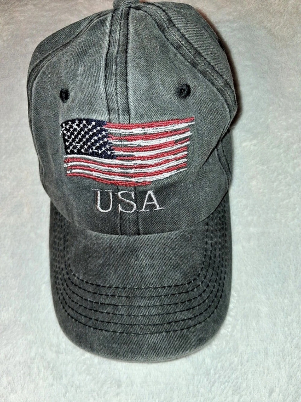 USA Flag Embroidered Baseball Cap Gray